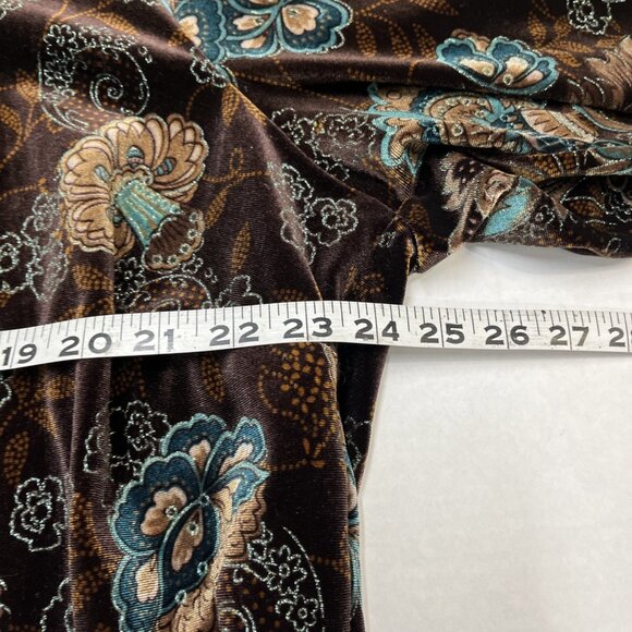 Vintage Briggs Top 3X Brown Velvet Faux Twin Set Green Floral Goblincore Fairy - Picture 9 of 10